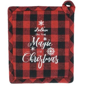Black and Red Believe In The Magic of Christmas Pot Holder
